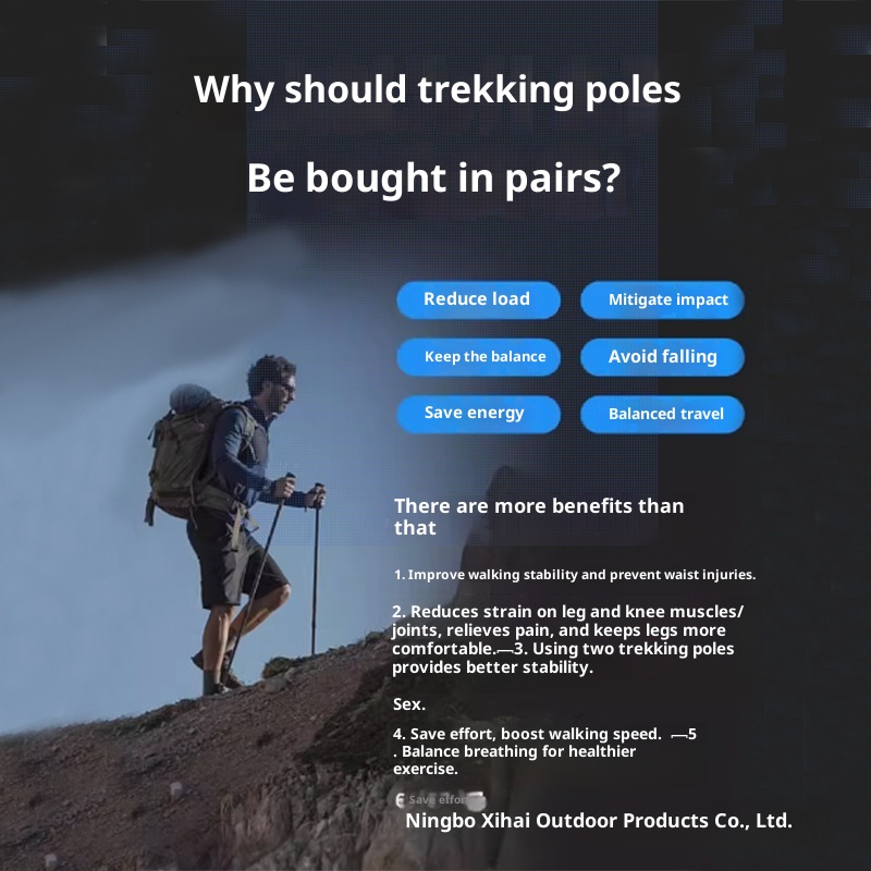 001 Hiking Ultra-light Telescopic Folding Professional Outdoor Trekking Pole Crutch Climbing Gear Aluminum Alloy Walking_voghion.com