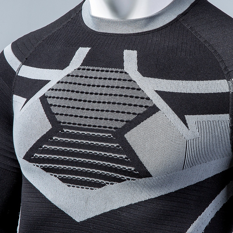 001 Maglia aderente a compressione professionale per sport a maniche lunghe, ad asciugatura rapida, unisex, strato di base, termica, per esterni_voghion.com