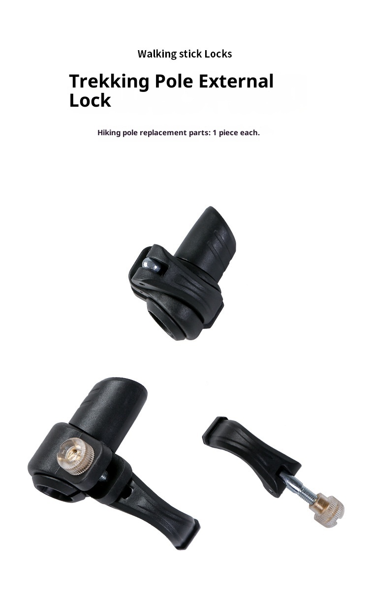 Boucle en alliage d'aluminium 001 pour bâton de randonnée extérieur, accessoires universels, écrou de verrouillage externe anti-perte_voghion.com