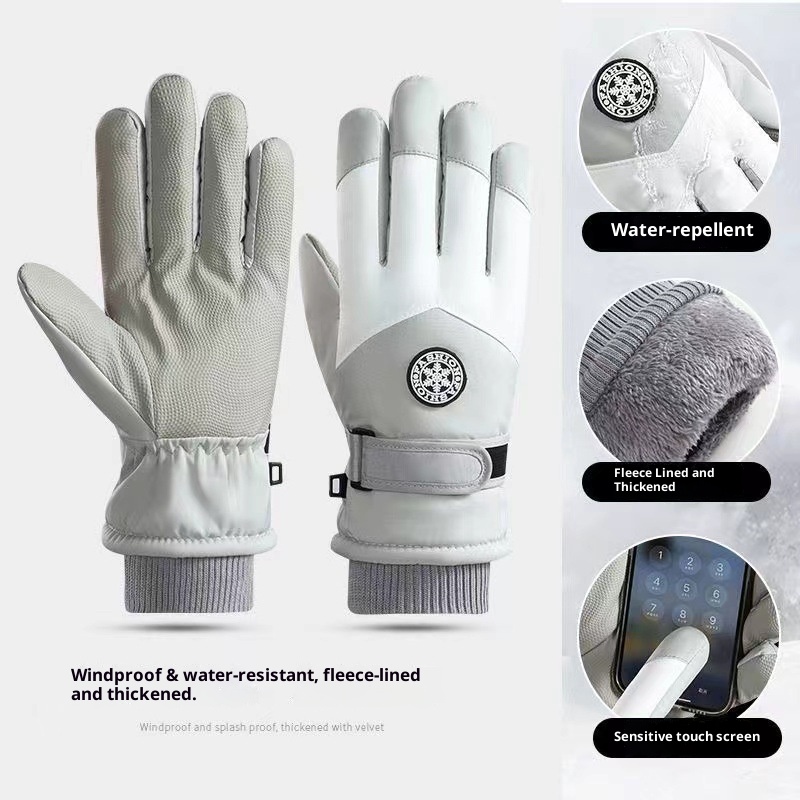001 Winter Ski Outdoor Fietsen Warm Koudbestendig Winddicht Waterdicht Fleece Gevoerd Verdikt Touchscreen Handschoenen Groothandel_voghion.com