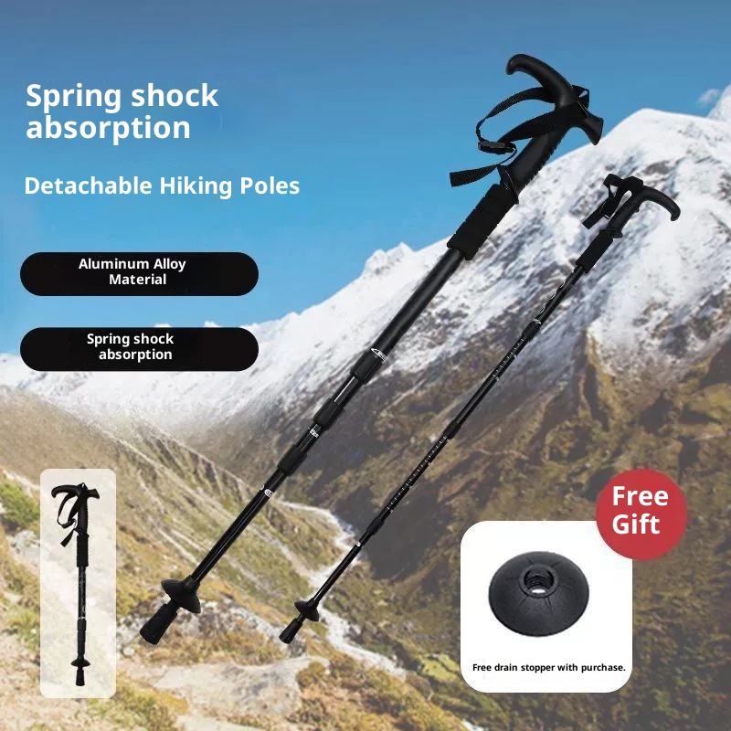 001 Trekkingstock aus Aluminiumlegierung, teleskopierbar, dreiteilig verstellbar, stoßdämpfend, rutschfest_voghion.com