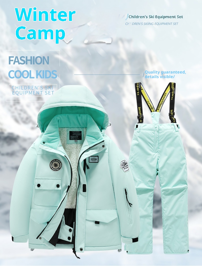 001 Completo da bambina per bambine, Pantaloni da sci per ragazzi, impermeabili e antivento, caldi e foderati in pile_voghion.com