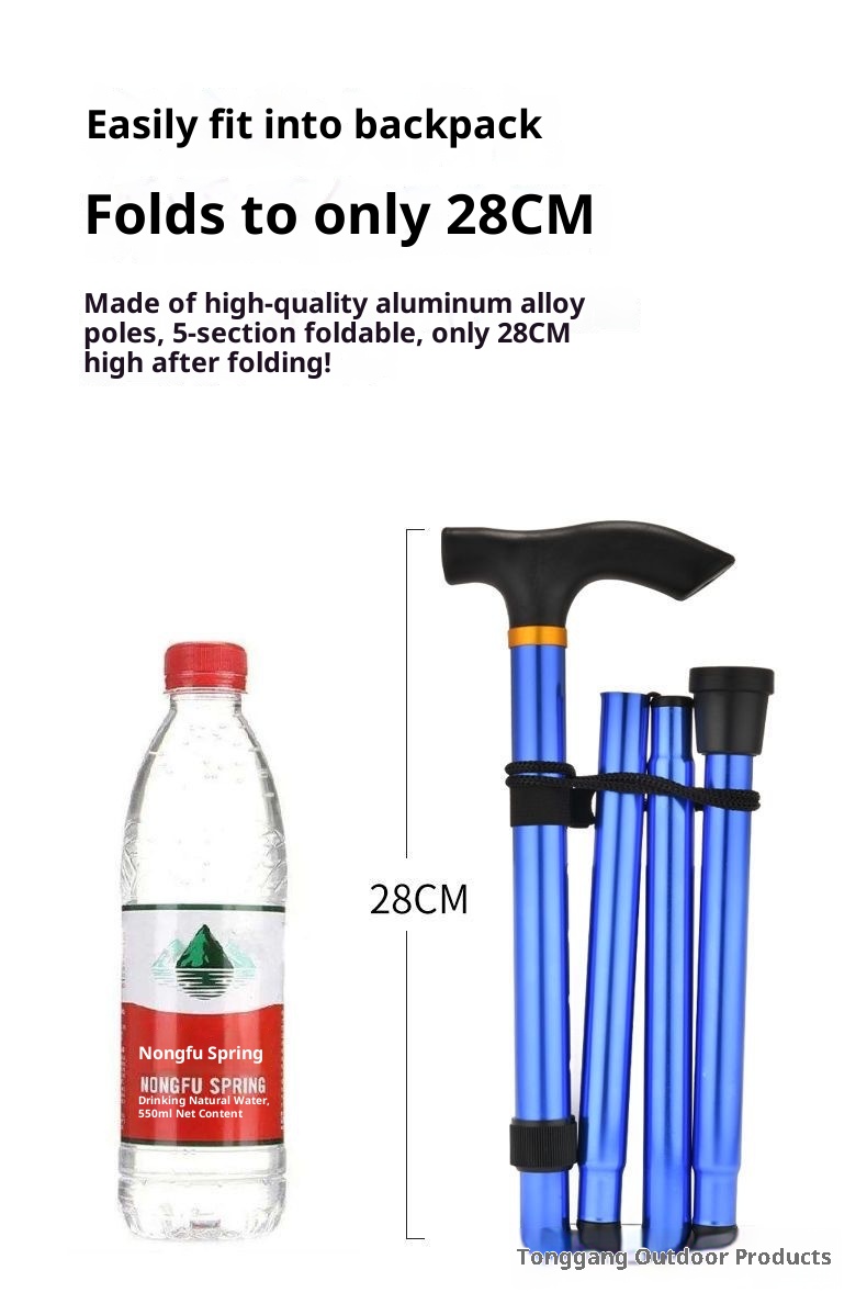 001 Unisex-Wanderstock aus Aluminiumlegierung, faltbar, rutschfest, für Senioren, für den Outdoor-Bereich_voghion.com