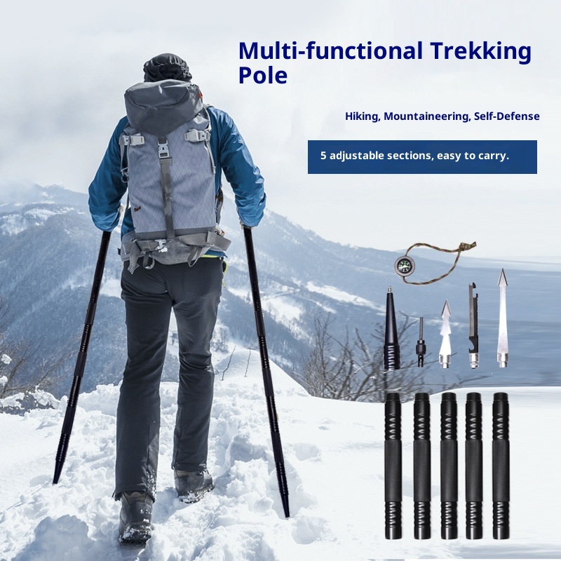 001 New Outdoor Supplies Multi-Set Functional Trekking Poles Aluminum Alloy Field Sticks Live Broadcast Climbing_voghion.com