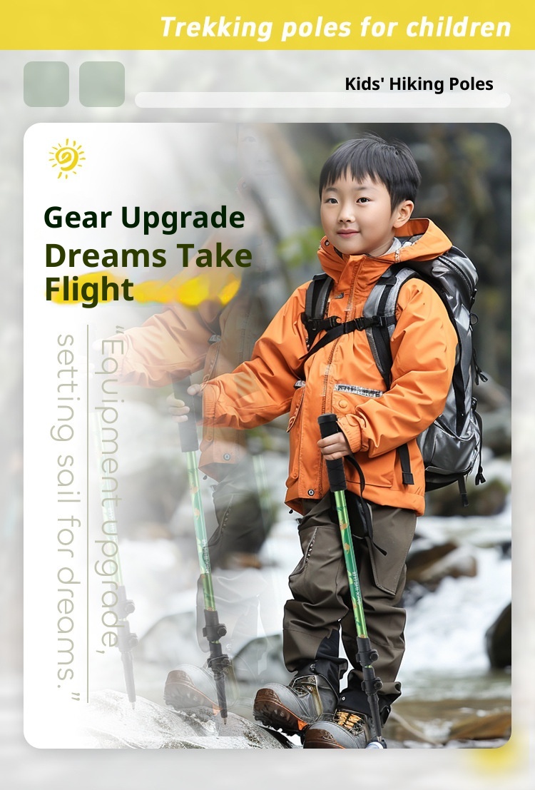 001 Children's Trekking Pole Three-Section Telescopic Foldable Walking Stick Aluminum Alloy Ultra-Light Portable Outdoor_voghion.com