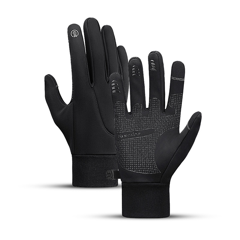 001 Outdoor Thermal Winter Sports Fece-Lined Skiing Women Touchscreen Windproof Non-Slip Heated Cycling Gloves Men_voghion.com