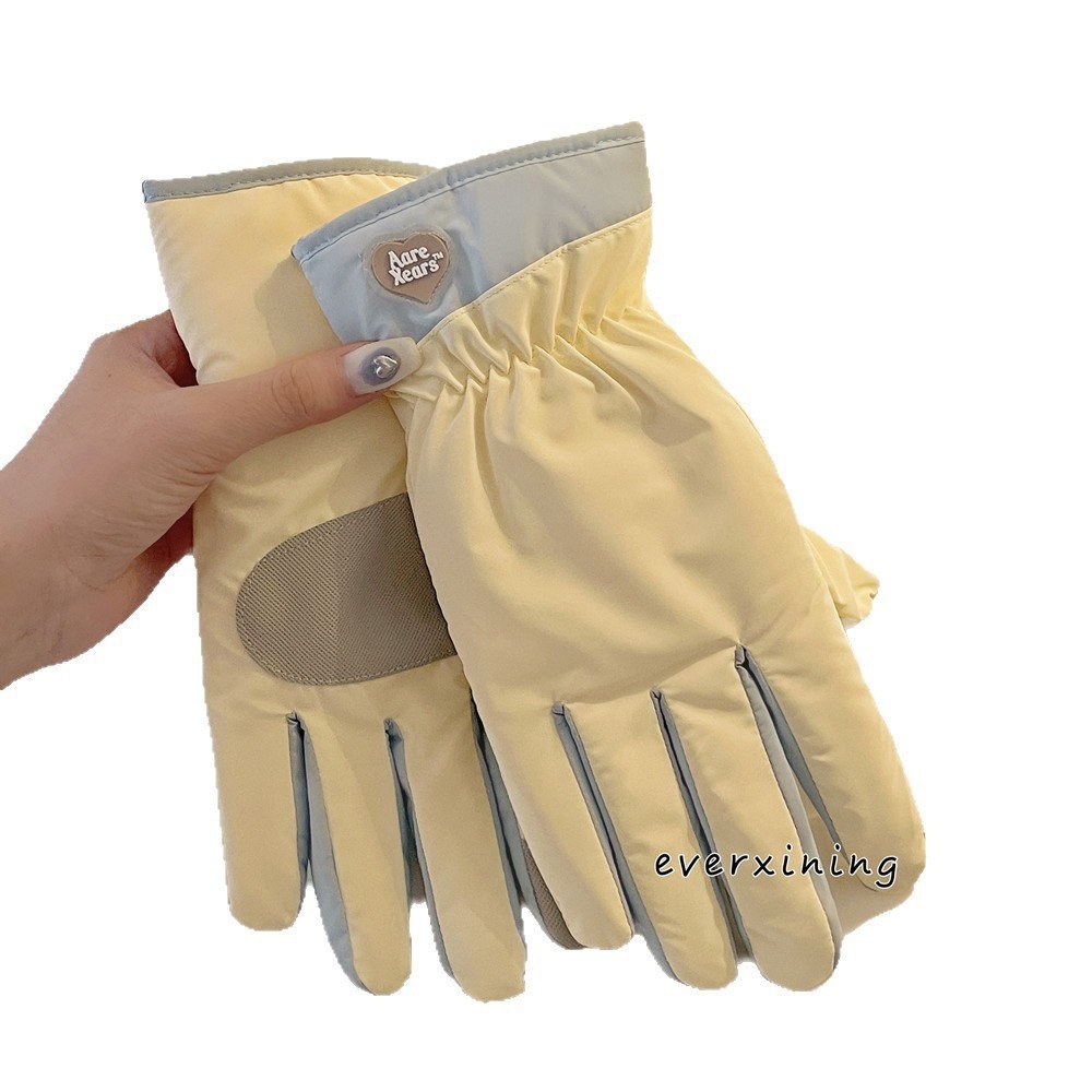 001 Guanti invernali per studentesse, carini, antifreddo, caldi, da ciclismo, foderati in pile, cotone spesso, sci all'aperto,_voghion.com