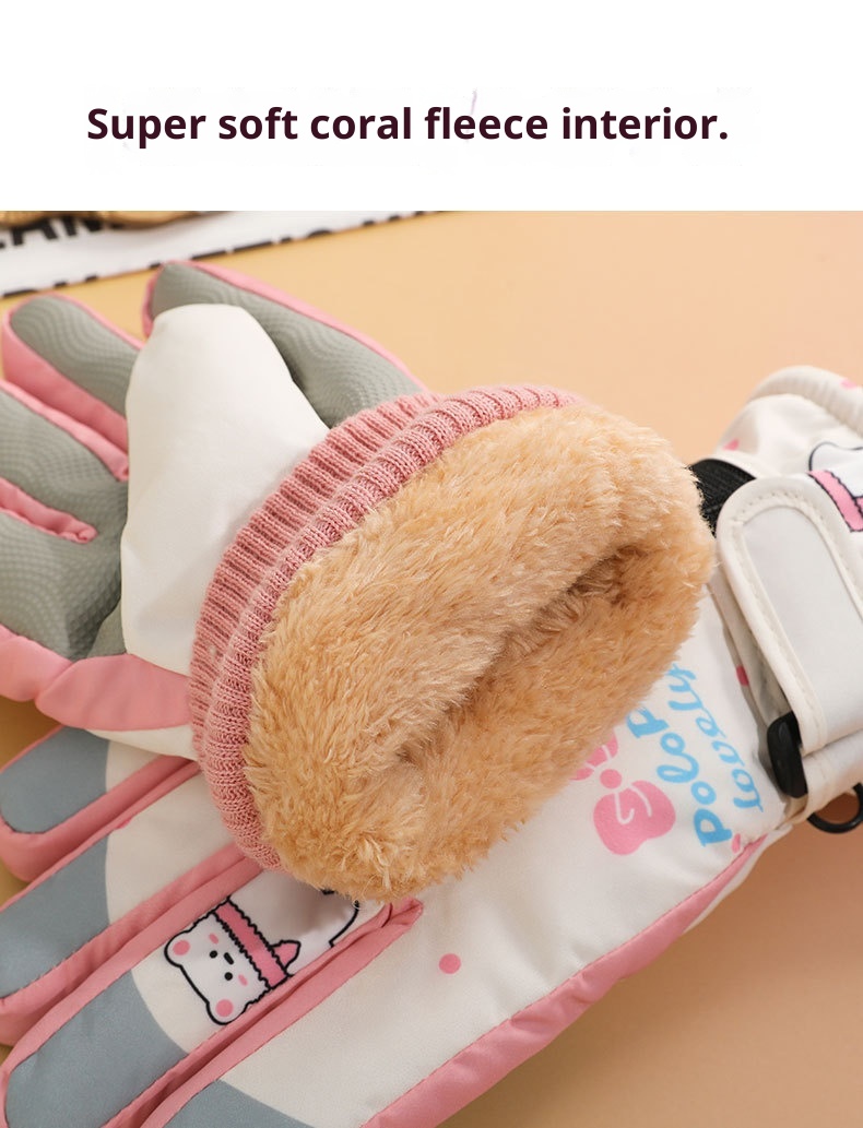 001 Cross-Border Winter Children's Ski Fleece-Lined Thickened Touchscreen Cycling Anti-Slip Windproof Student Cartoon Warm_voghion.com