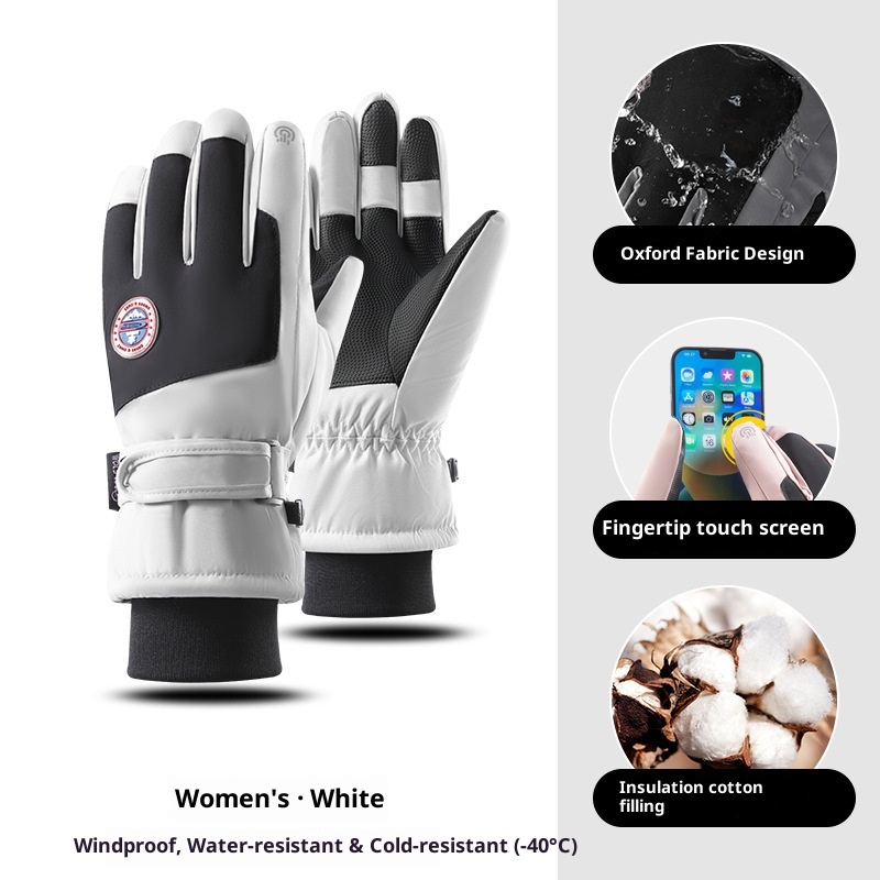 Gants de moto d'extérieur 001, grands, en coton, tactiles, pour hommes et femmes, chauds, en polaire épaisse et coupe-vent, pour l'hiver, la conduite et le ski._voghion.com