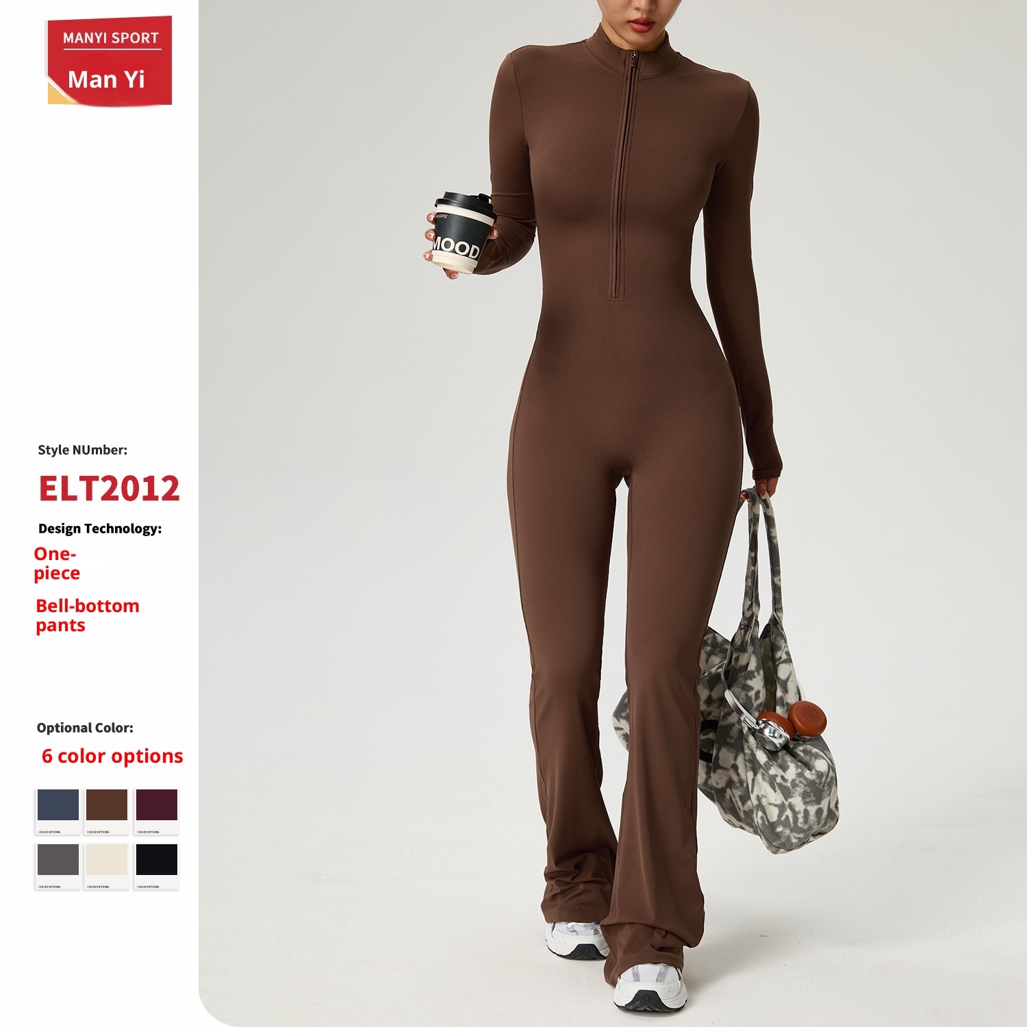 001 Cross-Border Zipper Cloud Feel Langarm-Yoga-Jumpsuit, hochintensiver Fitness-Sport-Einteiler, eng anliegend_voghion.com