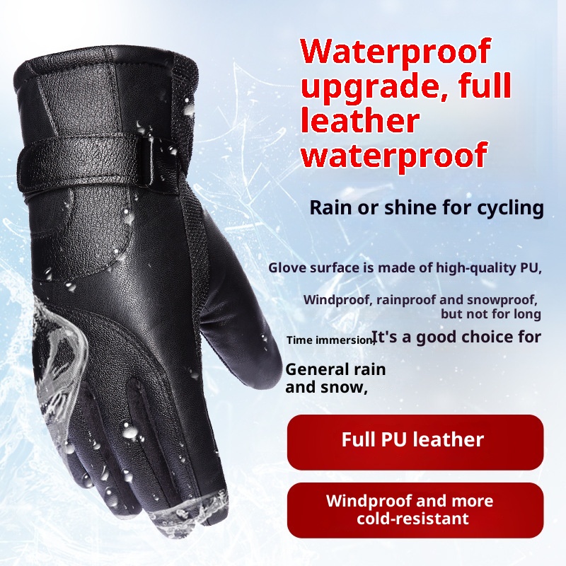 001 Winter Ski Men Touch Screen Motorcycle Fleece-lined Warm Thickened Waterproof Windproof Cold Women Riding Gloves_voghion.com
