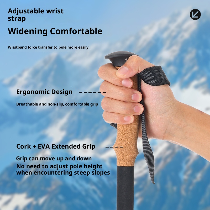 001 7075 Bastone da trekking in lega di alluminio Bastone telescopico Bastone da passeggio portatile con bloccaggio per esterni Bastone da arrampicata Artefatto Escursionismo_voghion.com