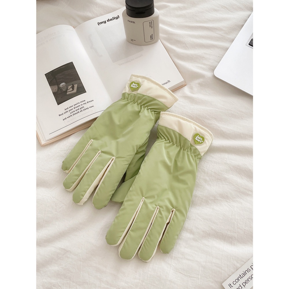 001 Guanti invernali per studentesse, carini, antifreddo, caldi, da ciclismo, foderati in pile, cotone spesso, sci all'aperto,_voghion.com