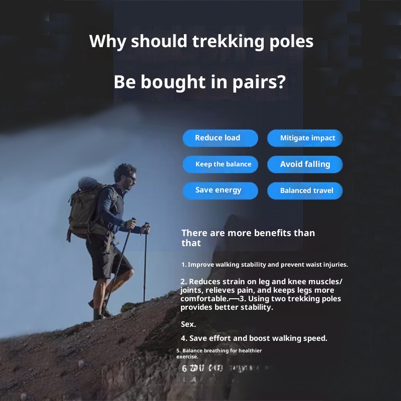 001 Bastone da passeggio telescopico pieghevole professionale per escursionismo all'aperto e arrampicata in lega di alluminio_voghion.com