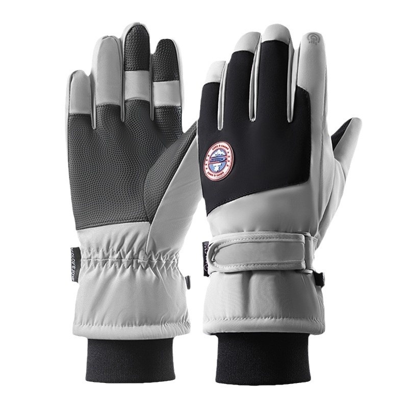 Gants de moto d'extérieur 001, grands, en coton, tactiles, pour hommes et femmes, chauds, en polaire épaisse et coupe-vent, pour l'hiver, la conduite et le ski._voghion.com