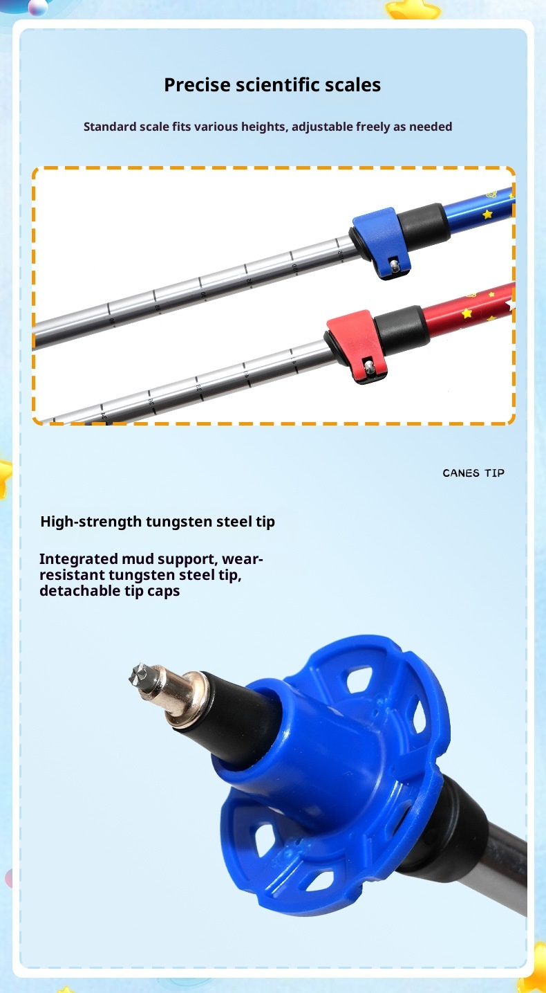 001 Bastón de trekking infantil ultraligero LACAL para exteriores, senderismo, escalada y viajes. Bastón telescópico especial._voghion.com