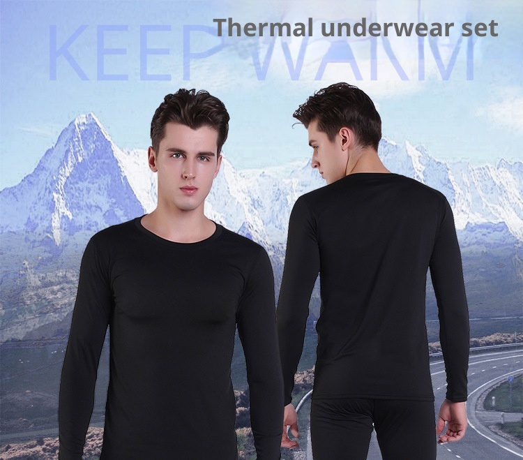 001 HEROBIKER Underwear Set Motorcycle Skiing Tight Long Johns Winter Men's Crew Neck Thermal Top_voghion.com