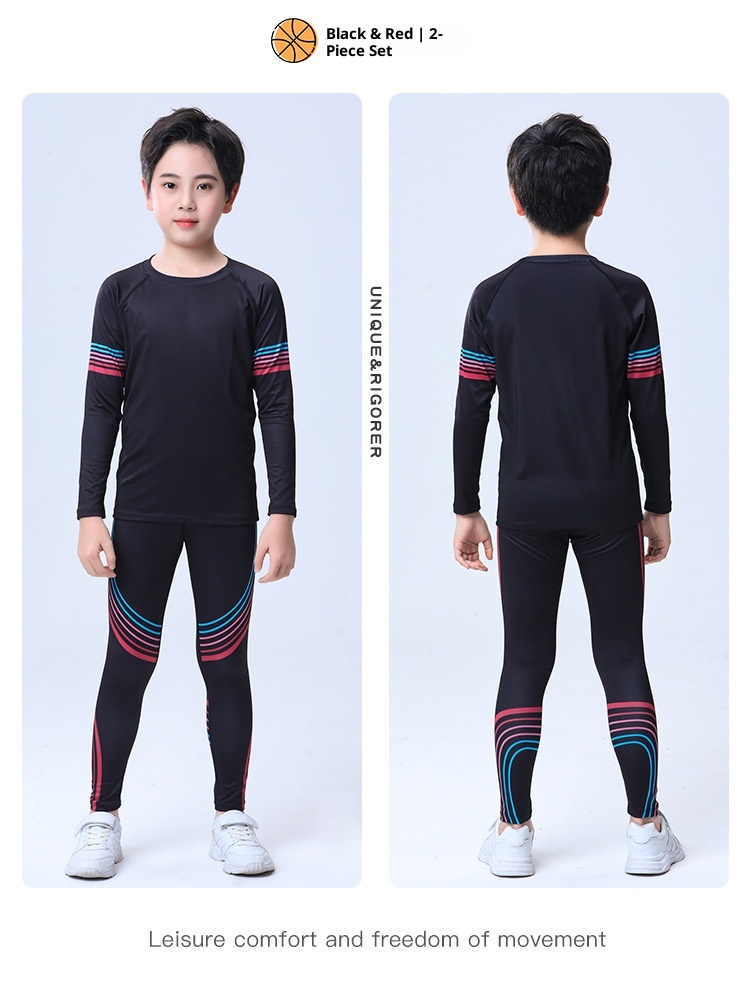 001 Children's Compression Training Suit Basketball Quick-Dry Sports Set Boys Running Fitness Yoga Thin Clothing_voghion.com