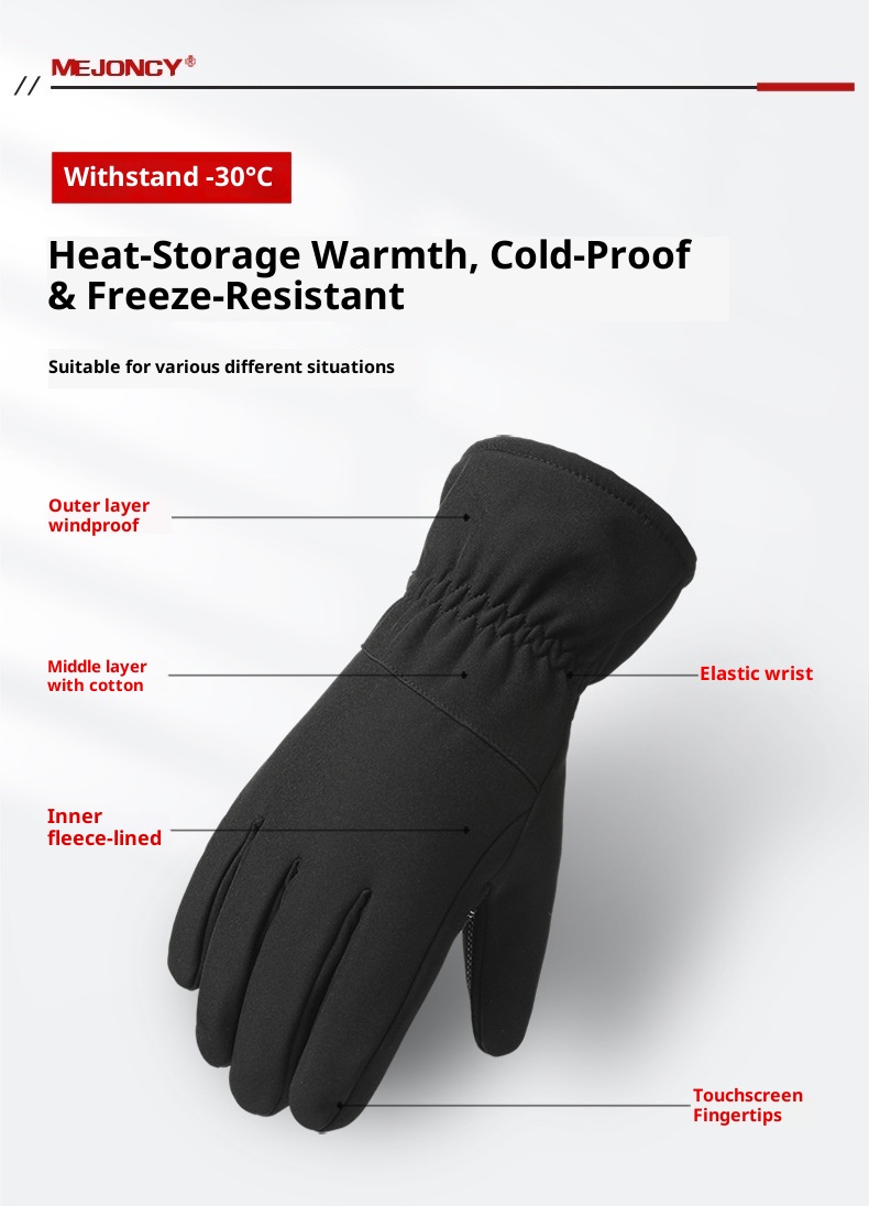 ActiveGo Winter New Fleece-Lined Warm Gloves Outdoor Skiing Cycling Touchscreen Windproof Cold-Proof Non-Slip Mountaineering_voghion.com