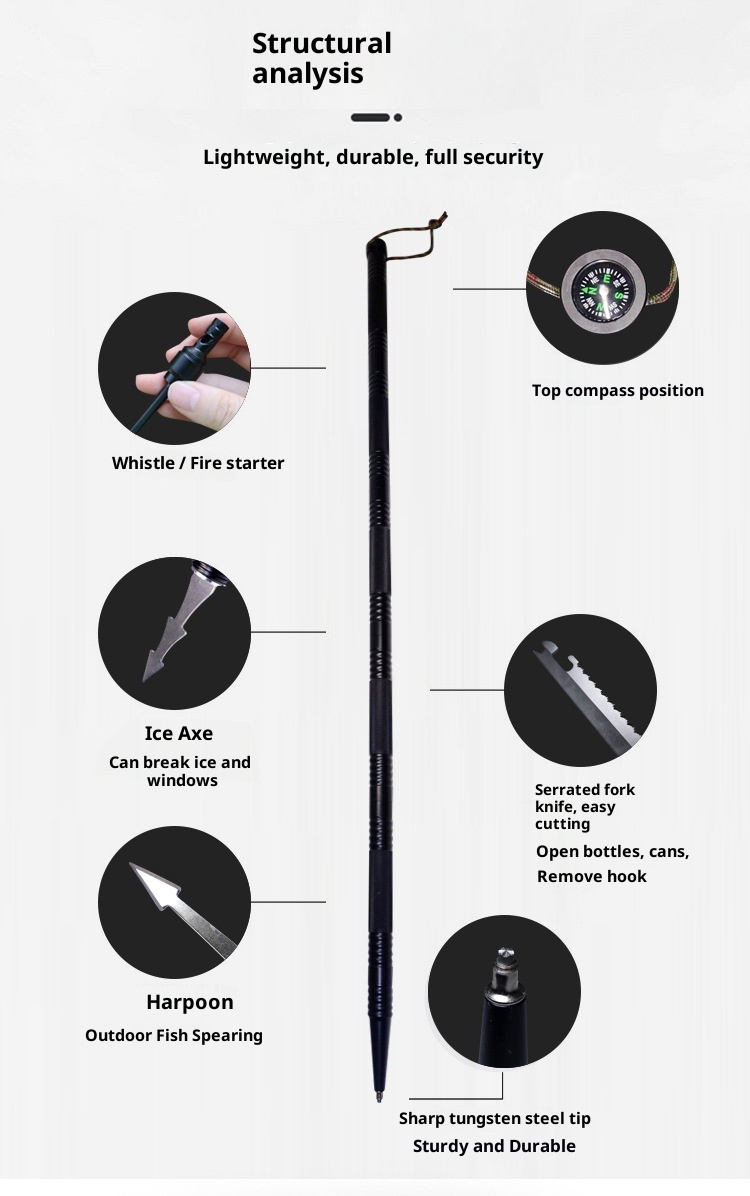 001 New Outdoor Supplies Multi-Set Functional Trekking Poles Aluminum Alloy Field Sticks Live Broadcast Climbing_voghion.com