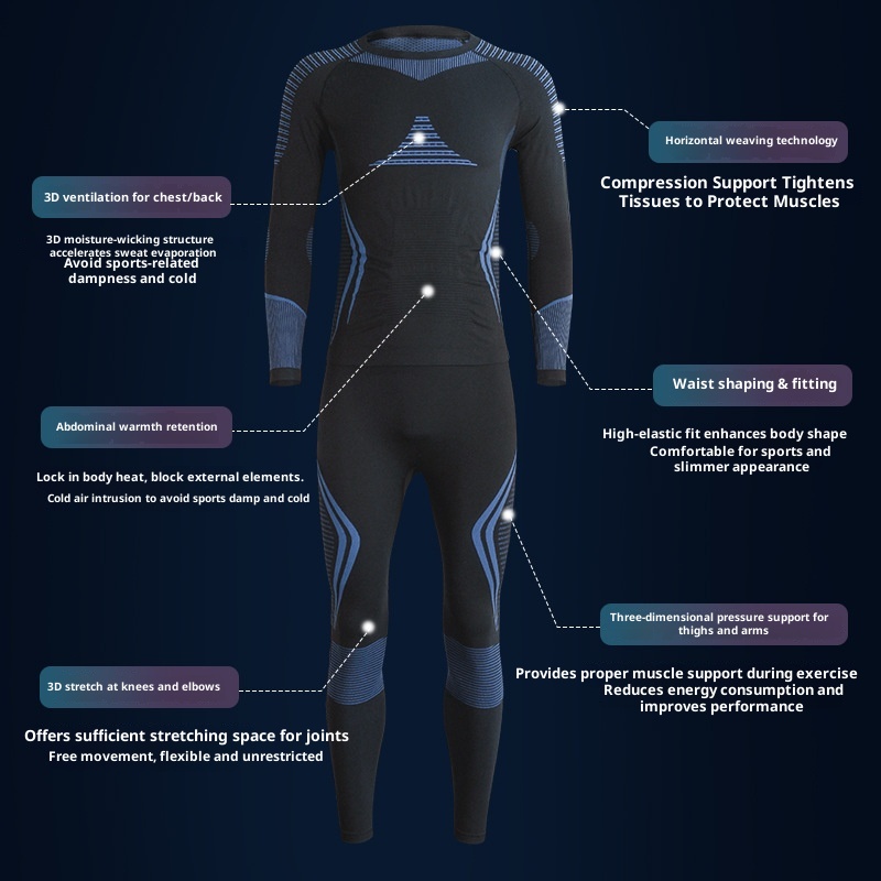 001 Autumn Winter Outdoor Ski Quick-Dry Sports Men Women Moisture-Wicking Base Layer Compression Thermal Underwear Set_voghion.com