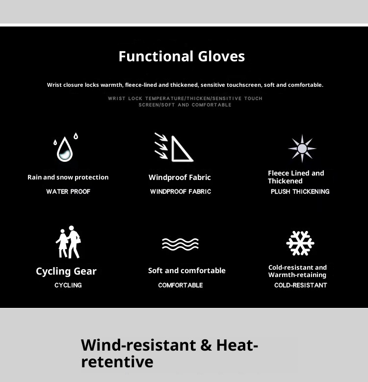 Gants d'hiver Northeast pour hommes, résistants au froid et au gel, doublés en polaire épaisse, compatibles avec les écrans tactiles de ski et de cyclisme pour femmes._voghion.com