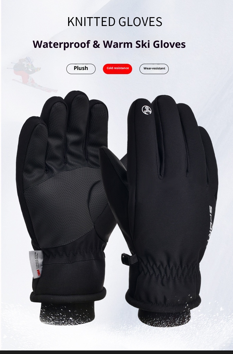 001 3M Baumwoll-Skihandschuhe für Outdoor-Aktivitäten im Herbst und Winter: Winddicht, wasserdicht, warm, mit Touchscreen-Funktion und Fleece-Futter, geeignet für Fahrräder und E-Bikes._voghion.com
