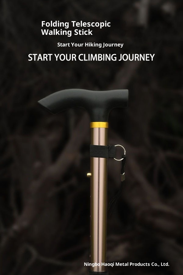 001 Bastone da passeggio per anziani, telescopico, pieghevole, portatile, da arrampicata, da trekking, antiscivolo, in lega di alluminio, con manico curvo_voghion.com