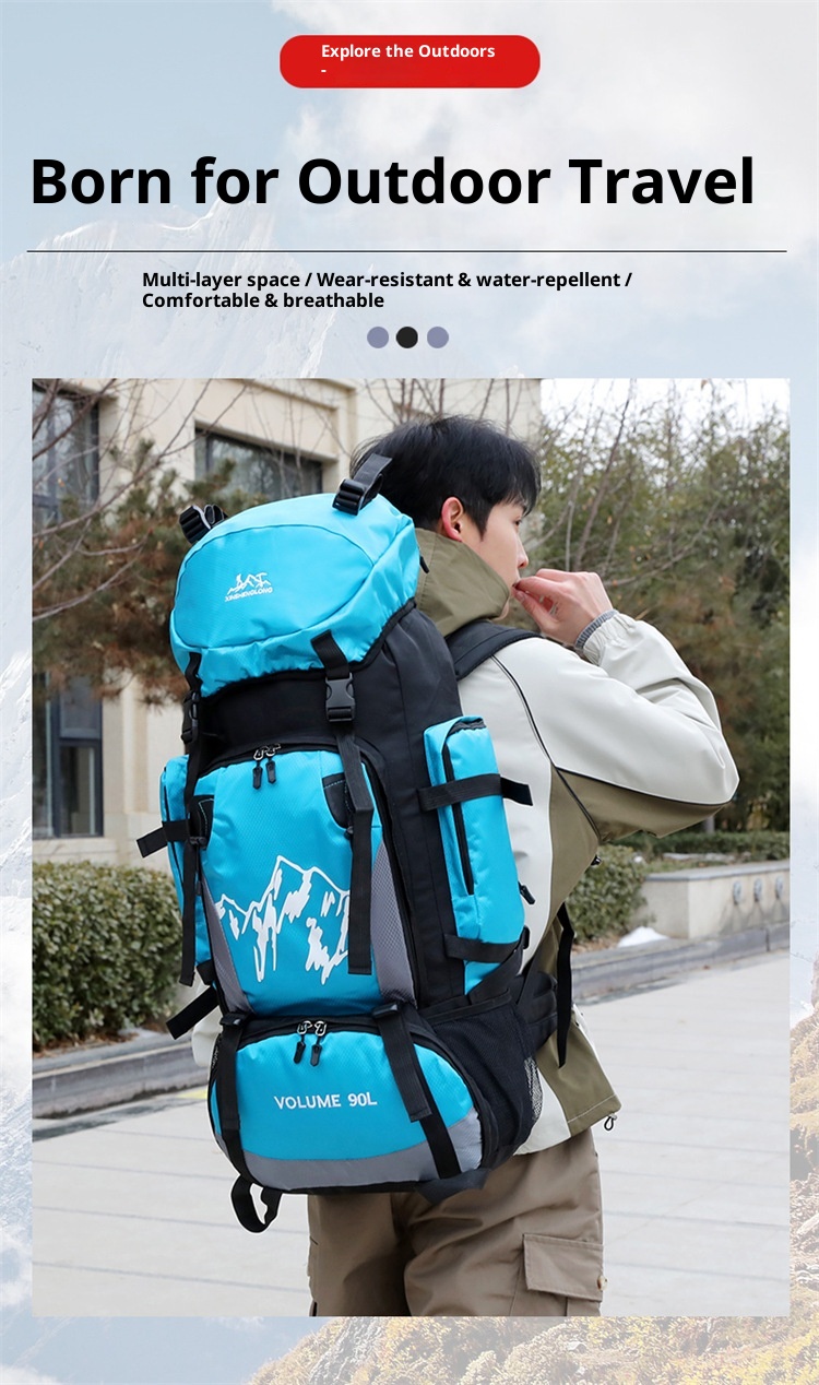 Sac à dos de randonnée extérieur pour hommes et femmes, grande capacité, léger, à double bandoulière, imperméable, 90 L_voghion.com