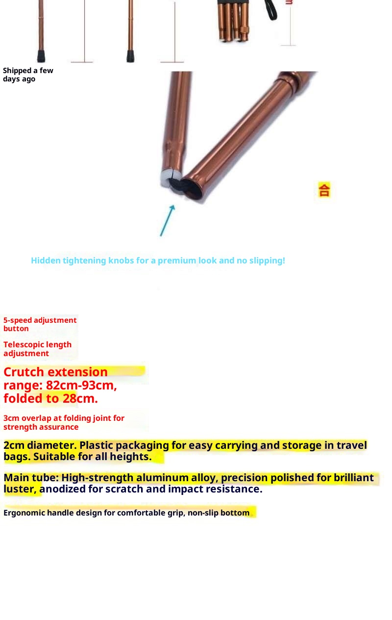 001 Anti-Slip Folding Trekking Pole Elderly 4-Section Walking Stick Telescopic Aluminum Alloy Cane Wholesale Hot Sale_voghion.com