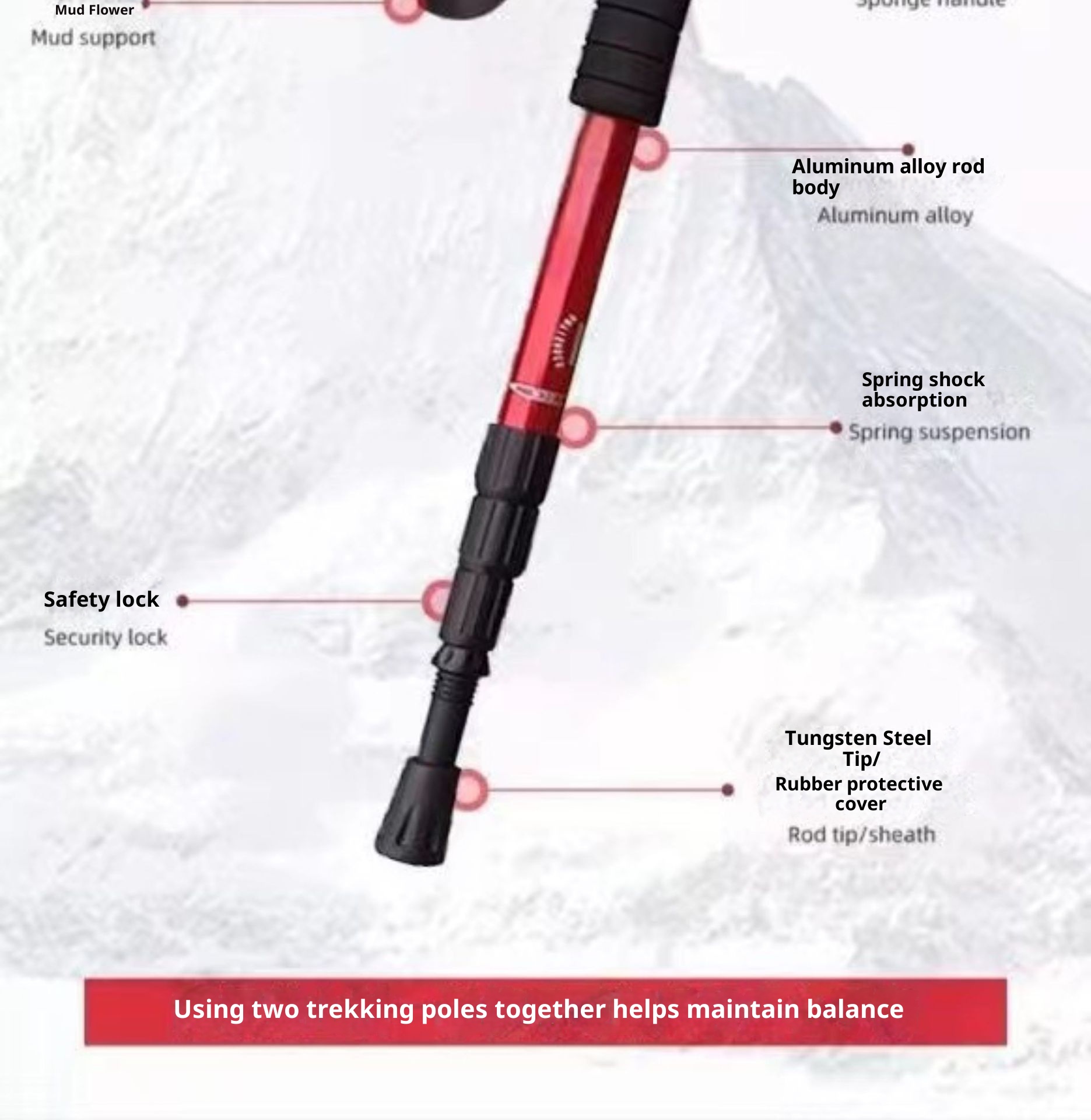 001 Bastone da passeggio per arrampicata all'aperto per uomini e donne, asta telescopica pieghevole per bambini, attrezzatura per la spedizione gratuita_voghion.com