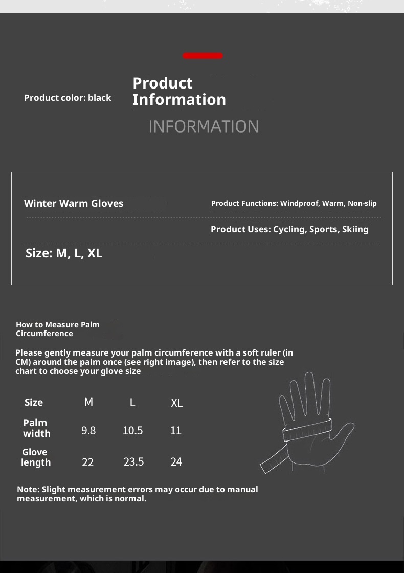 ActiveGo Winter Warm Men Full Finger Touch Screen Driving Skiing Waterproof Windproof Coldproof Non-slip Outdoor Riding Gloves_voghion.com