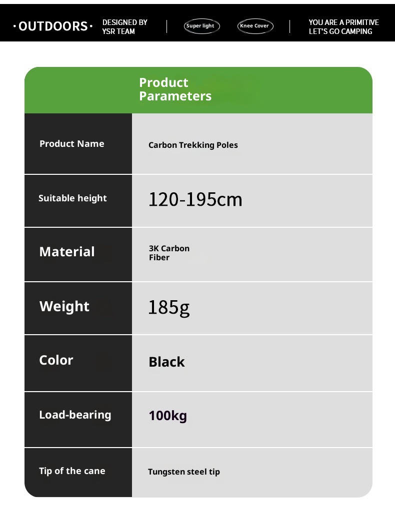 001 Fornitura diretta in fibra di carbonio ultraleggero telescopico escursionismo leggero portatile all'aperto arrampicata trekking pieghevole_voghion.com