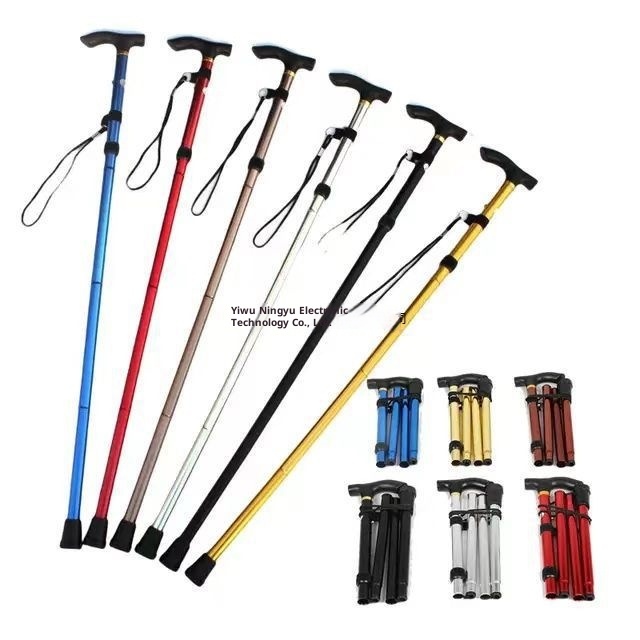 001 Hiking Five Sections Travel Folding Ultra Short Fighting Men And Women Telescopic Adjustment Stick Walking Rubber No_voghion.com