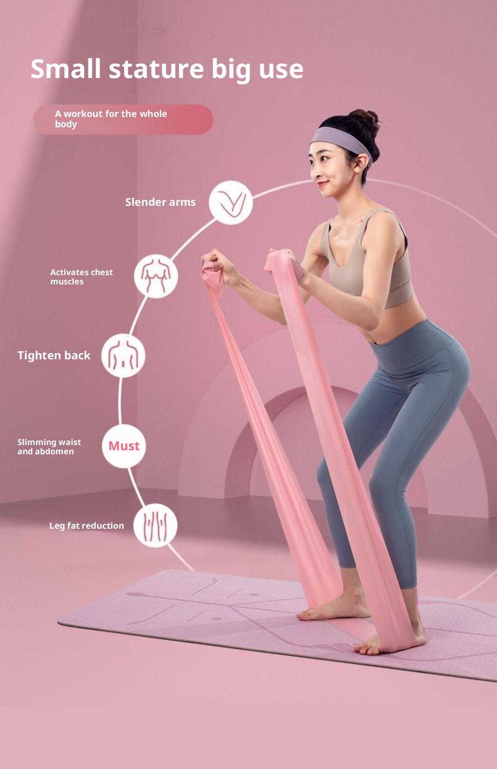 001 Yoga Artifact Hip Lift Exercise Shoulder Opening Beauty Back Stretch Dance Resistance Band_voghion.com