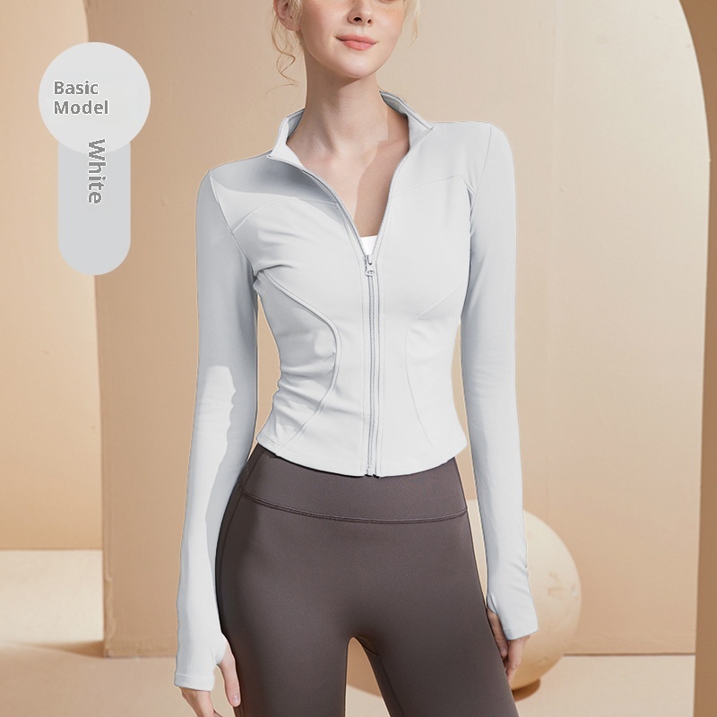 001 Lulu Yoga Giacca sportiva aderente, traspirante, ad asciugatura rapida, con colletto alto, vestibilità slim e dimagrante, per allenamento, ad alta elasticità_voghion.com