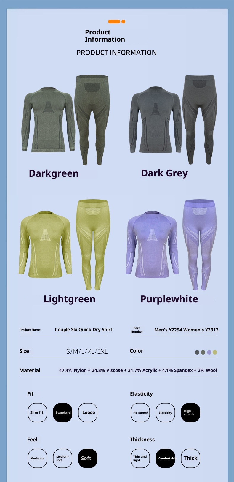 001 Outdoor-Ski-Thermo-Unterwäsche-Set, schnelltrocknend, für Damen und Herren, schweißableitende Basisschicht für Bergsteigen, Profisport_voghion.com