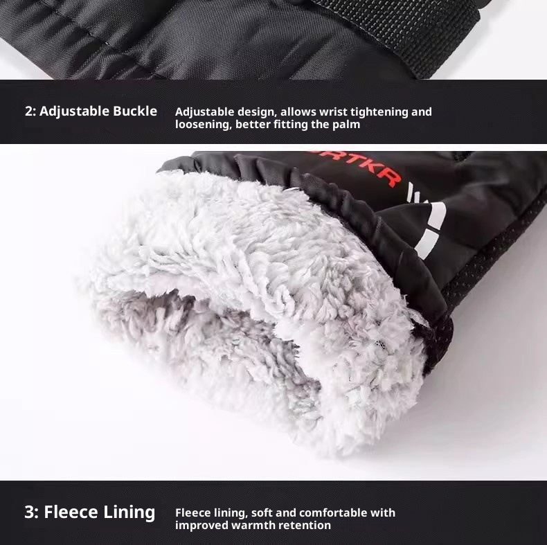 001 Winter Warm Fleece-Lined For Men, Thickened Motorcycle And Electric Bike Riding Gloves, Cold-Proof, Windproof,_voghion.com