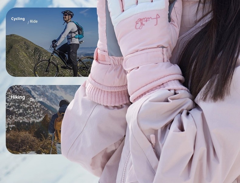 Gants de ski ActiveGo pour femmes, collection hiver 2025, doublés polaire, chauds et épais, résistants au froid, imperméables et compatibles écrans tactiles._voghion.com