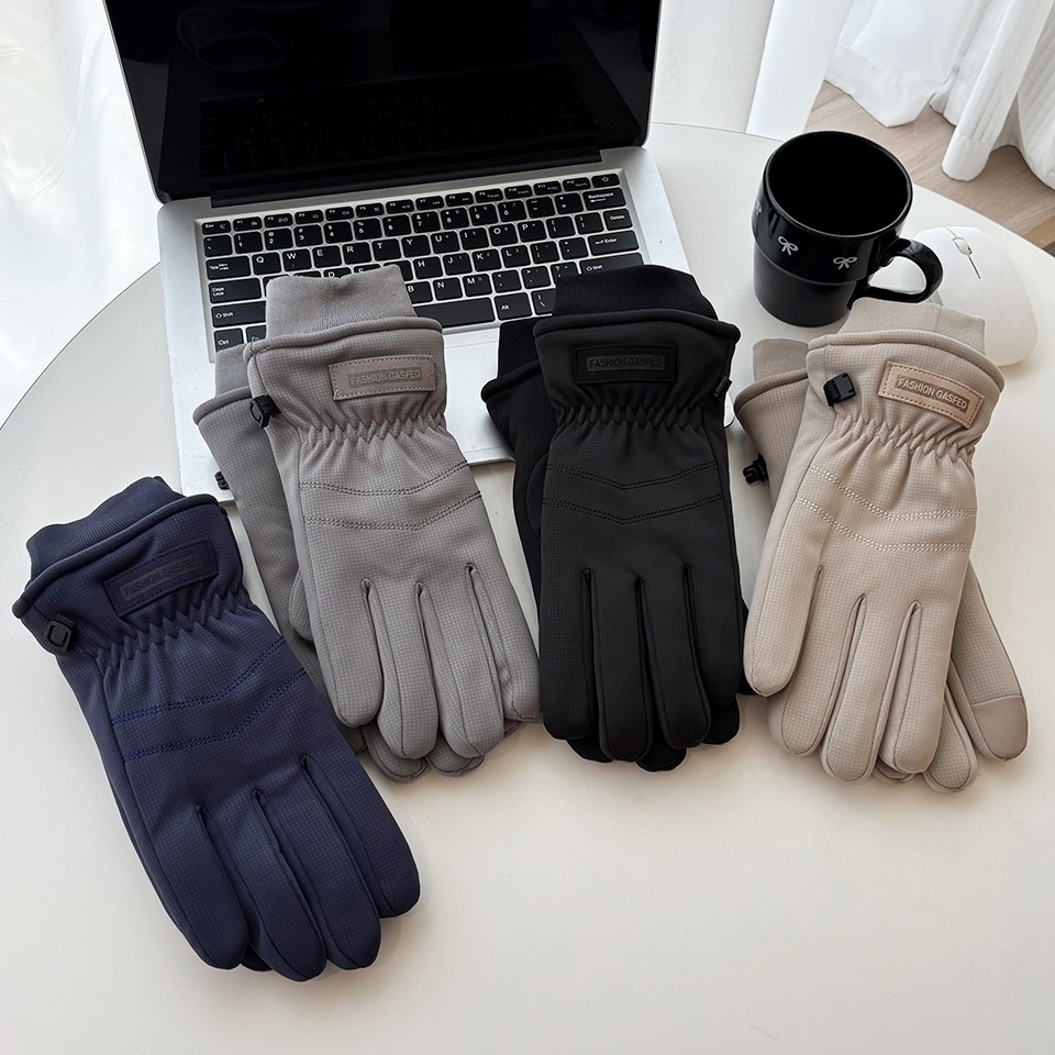 Gants de cyclisme pour couple, grande taille, hiver, imperméables au froid, double couche polaire épaisse, coupe-vent, compatibles avec les écrans tactiles, doigts entiers, pour activités de plein air._voghion.com