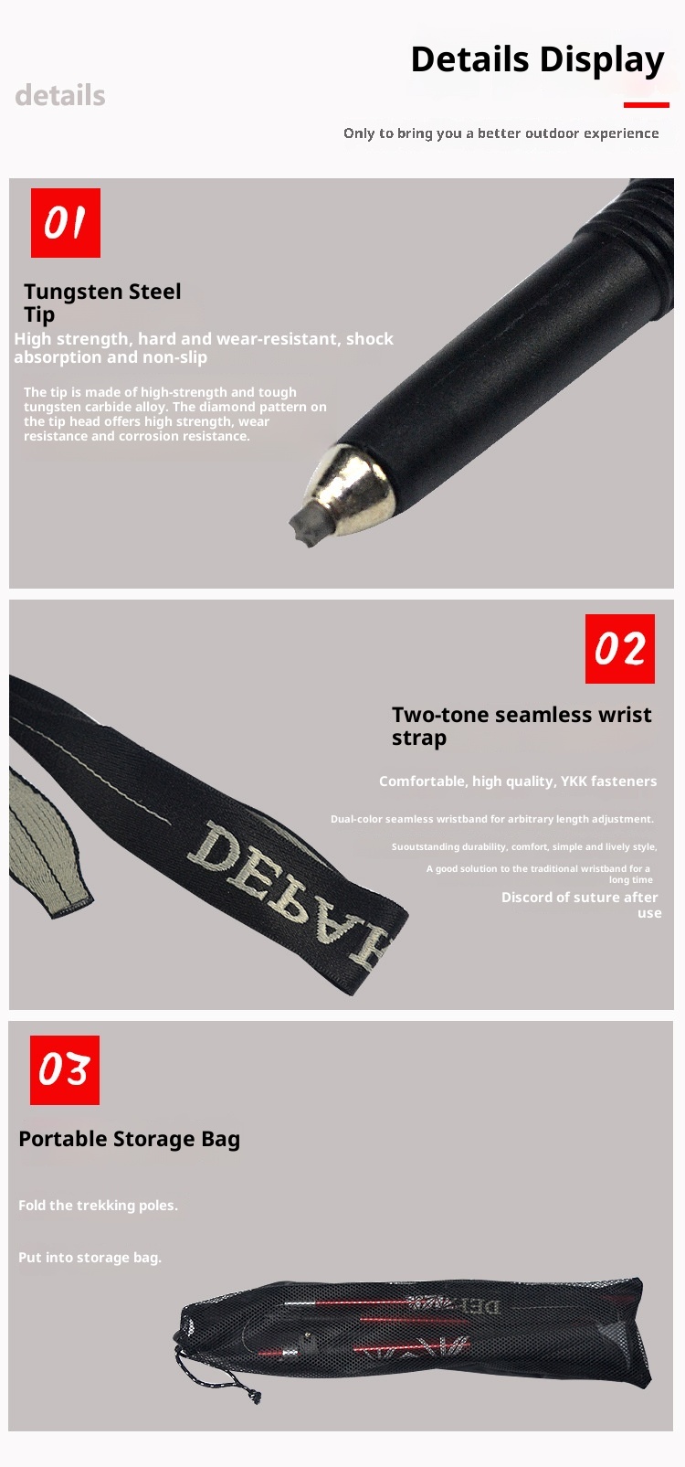 001 Lega di alluminio pieghevole ultraleggero ultra-corto telescopico bastone da trekking per esterni escursionismo arrampicata bastone da passeggio 5_voghion.com