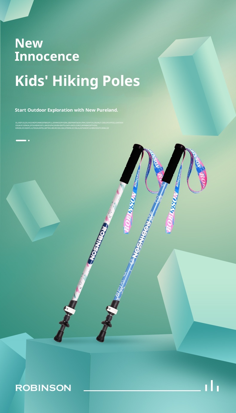 001 Robinson Kinder-Trekkingstock aus Aluminiumlegierung mit externer Verriegelung, ultraleicht, kurz, teleskopierbar, tragbar, für Jugendliche, Jungen und_voghion.com