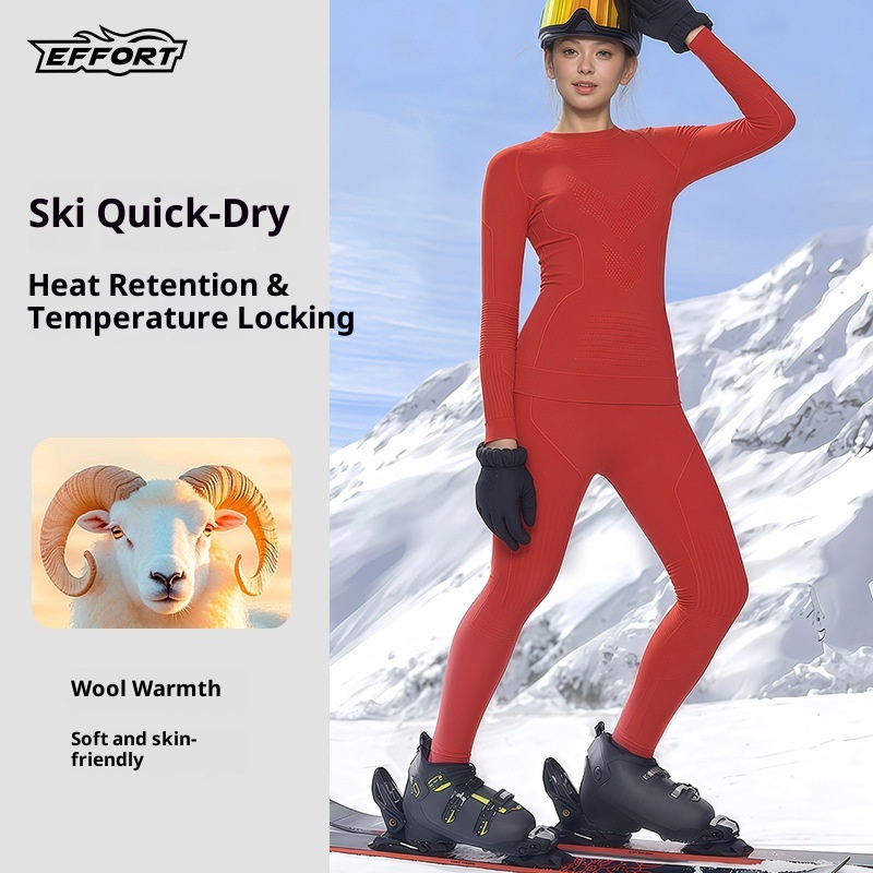 001 Merino Yünlü Hızlı Kuruyan Giysiler Erkekler Kadınlar Açık Hava Yürüyüşü Kayak Termal İç Çamaşırı Nem Emici Sonbahar ve Kış_voghion.com