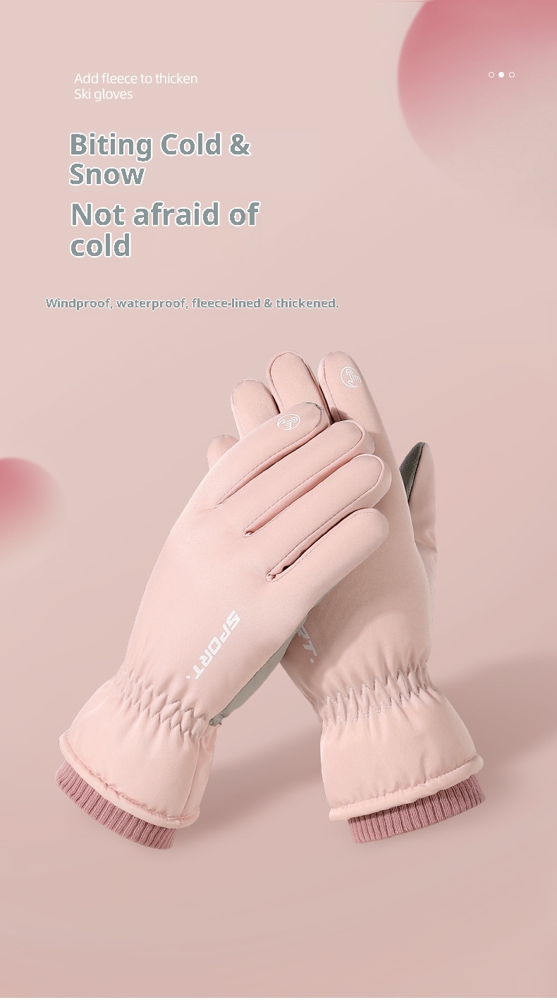 001 Damen-Skihandschuhe, Winter, Fleece-gefüttert, dick, warm, Touchscreen-kompatibel, kälte-, wind- und wasserdicht; Herren-Radhandschuhe aus Baumwolle_voghion.com