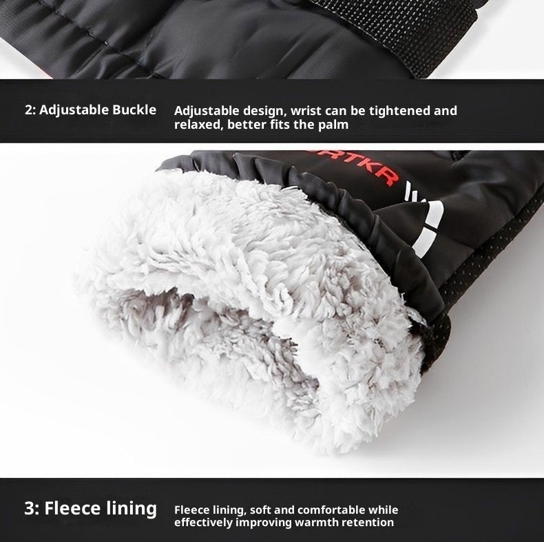 001 Guanti da sci e motociclismo da uomo, caldi, foderati in pile, spessi, antivento e antifreddo, per l'autunno e l'inverno_voghion.com