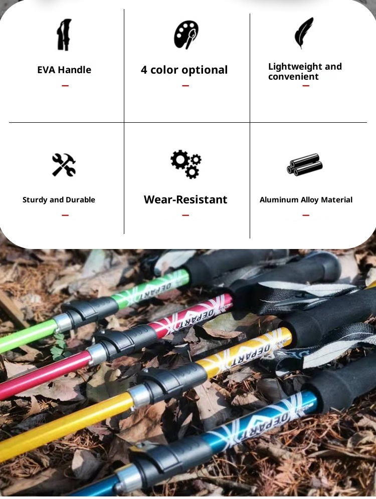 001 Lega di alluminio pieghevole ultraleggero ultra-corto telescopico bastone da trekking per esterni escursionismo arrampicata bastone da passeggio 5_voghion.com