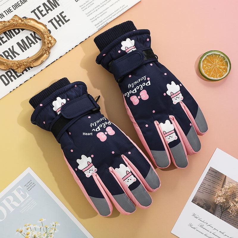 001 Cross-Border Winter Children's Ski Fleece-Lined Thickened Touchscreen Cycling Anti-Slip Windproof Student Cartoon Warm_voghion.com