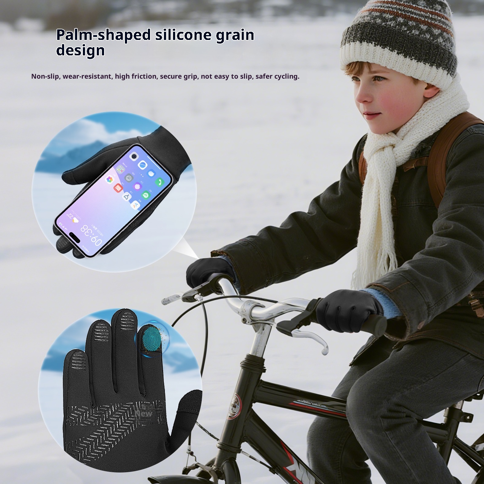 ActiveGo Premium Children's Ski Winter Waterproof Cold-Proof Outdoor Riding Thermal Gloves Fleece-Lined Non-Slip Touchscreen_voghion.com
