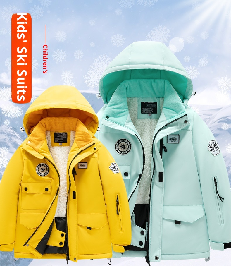 001 Completo da bambina per bambine, Pantaloni da sci per ragazzi, impermeabili e antivento, caldi e foderati in pile_voghion.com