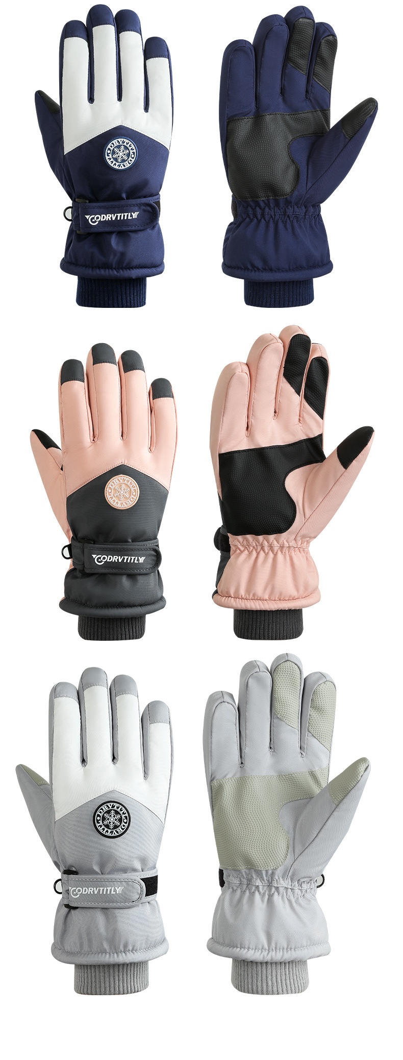 001 Women's Ski Gloves Winter Cycling Thickened Fleece Snow Play Cotton Warm Cold-Proof Electric Motorcycle Men's_voghion.com